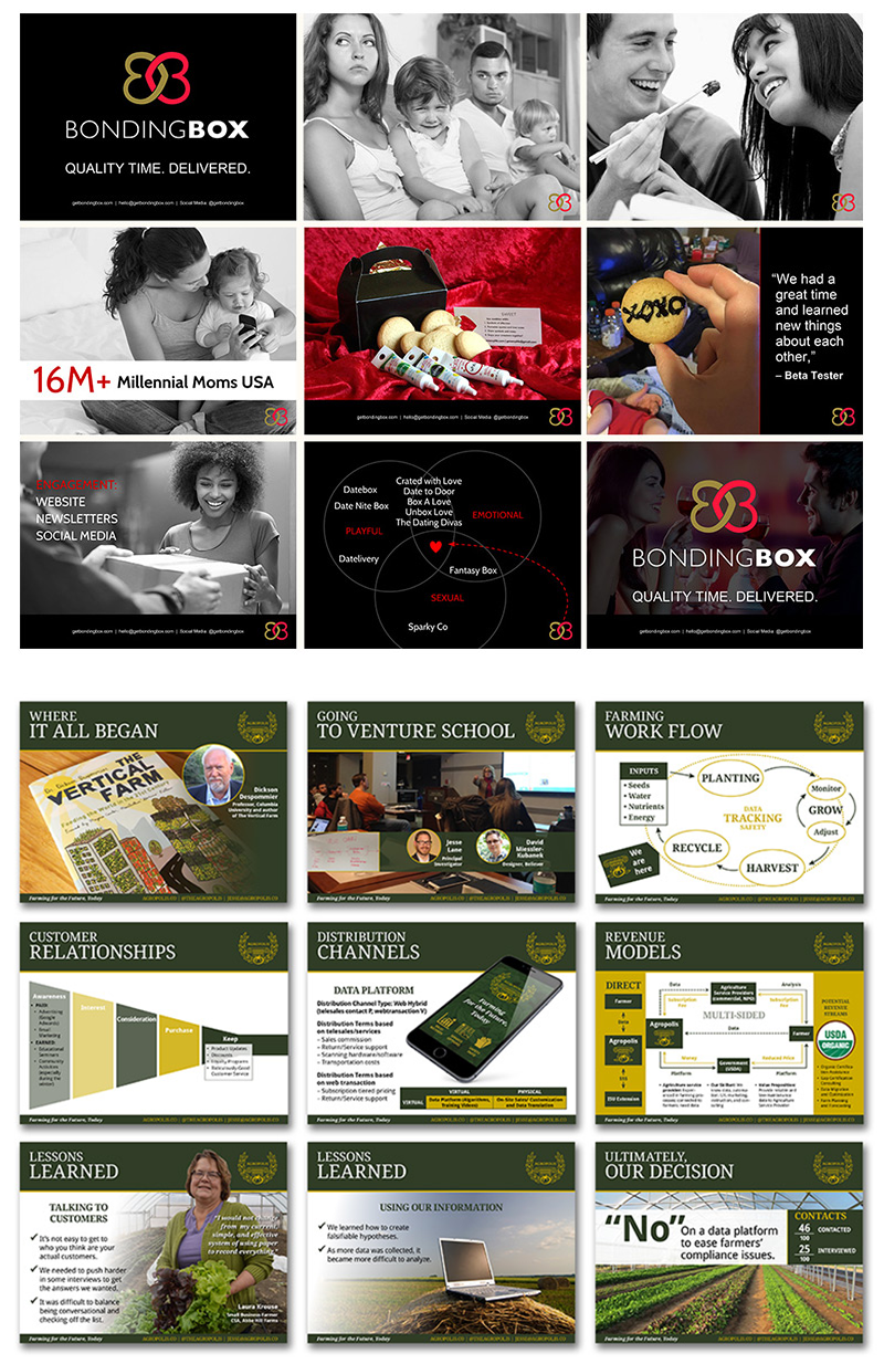 BondingBox (award-winning pitch) and Agropolis presentations slides