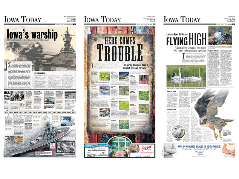 Gazette Iowa Today layouts