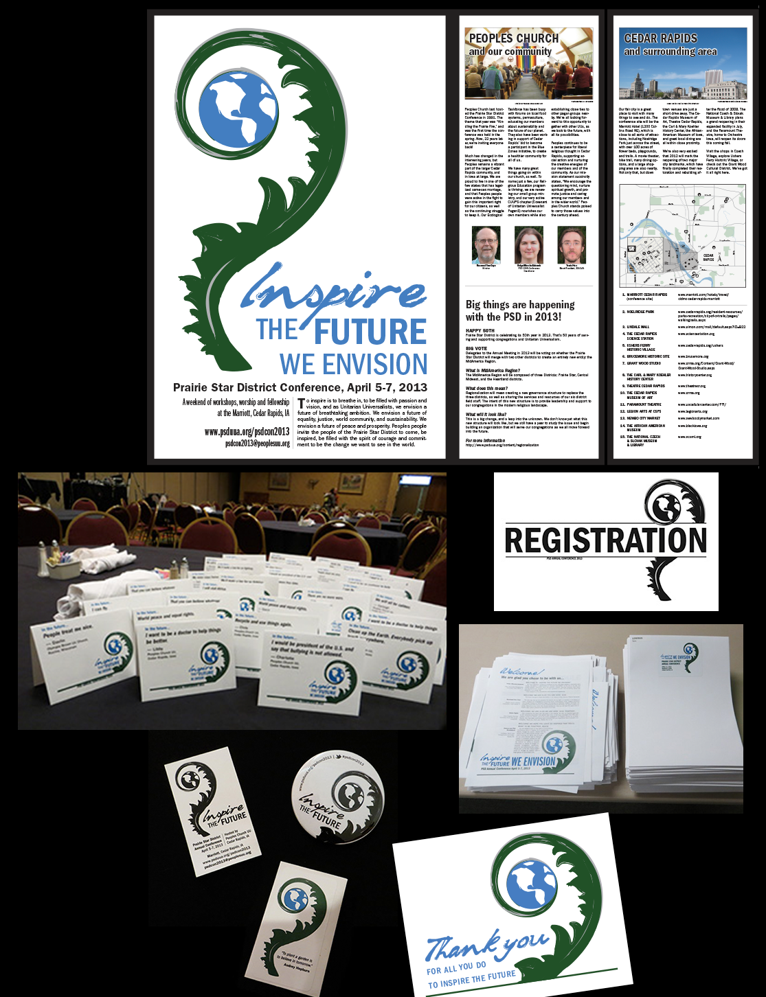 Branding and materials for Prairie Star District Conference at PCUU in Cedar Rapids, IA