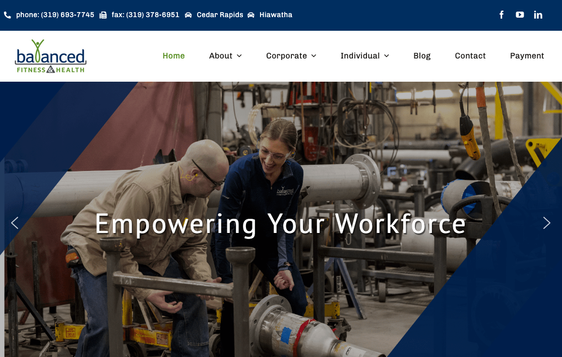 Balanced Fitness and Health website screenshot