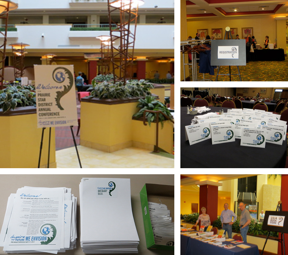 Collage of photos from the event featuring materials